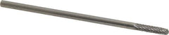 Made in USA - 1/8" Cut Diam, 1/8" Shank Diam, Cylinder with Radius Head Double Cut Burr - Carbide, Radius End, 9/16" LOC, 1-1/2" OAL - USA Tool & Supply