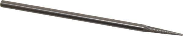 Made in USA - 1/8" Cut Diam, 1/8" Shank Diam, Cone Head Single Cut Burr - Carbide, Point End, 5/8" LOC, 1-1/2" OAL - USA Tool & Supply