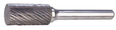 M.A. Ford - 3/4" Cut Diam, 1/4" Shank Diam, Cylinder Head Single Cut Burr - Carbide, Flat End, 3/4" LOC, 2-3/4" OAL - USA Tool & Supply