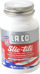 LA-CO - 1/4 Pt Brush Top Can White Thread Sealant - Paste with PTFE, 500°F Max Working Temp, For Metal, PVC, CPVC & ABS Plastic Pipe Threads - USA Tool & Supply