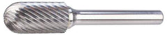 SGS Pro - 5/32" Cut Diam, 1/4" Shank Diam, Cylinder with Radius Head Single Cut Burr - Carbide, Radius End, 5/8" LOC - USA Tool & Supply