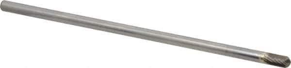 Atrax - 1/4" Cut Diam, 1/4" Shank Diam, Cylinder with Radius Head Single Cut Burr - Carbide, Radius End, 1/2" LOC, 6-1/2" OAL - USA Tool & Supply