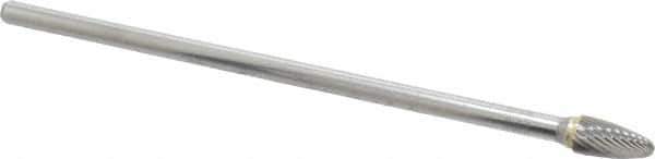 Atrax - 3/8" Cut Diam, 1/4" Shank Diam, Tree Head Single Cut Burr - Carbide, Radius End, 3/4" LOC, 6-3/4" OAL - USA Tool & Supply