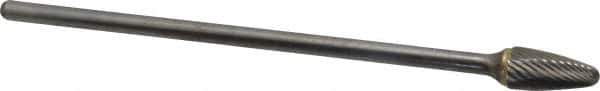 Atrax - 1/2" Cut Diam, 1/4" Shank Diam, Tree Head Single Cut Burr - Carbide, Radius End, 1" LOC, 7" OAL - USA Tool & Supply