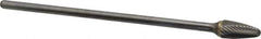Atrax - 1/2" Cut Diam, 1/4" Shank Diam, Tree Head Single Cut Burr - Carbide, Radius End, 1" LOC, 7" OAL - USA Tool & Supply