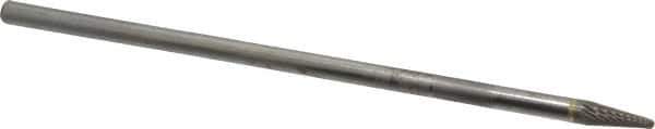 Atrax - 1/4" Cut Diam, 1/4" Shank Diam, Taper Head Single Cut Burr - Carbide, Radius End, 5/8" LOC, 6-5/8" OAL - USA Tool & Supply