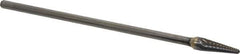 Atrax - 3/8" Cut Diam, 1/4" Shank Diam, Taper Head Single Cut Burr - Carbide, Radius End, 1-1/16" LOC, 7-1/16" OAL - USA Tool & Supply