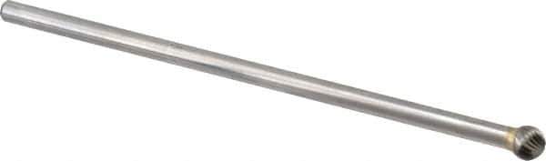 Atrax - 3/8" Cut Diam, 1/4" Shank Diam, Ball Head Single Cut Burr - Carbide, Radius End, 5/16" LOC, 6-5/16" OAL - USA Tool & Supply