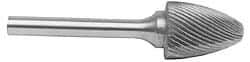 M.A. Ford - 1/8" Cut Diam, 1/8" Shank Diam, Tree with Radius Head Double Cut Burr - Carbide, Radius End, 1/4" LOC, 1-1/2" OAL - USA Tool & Supply