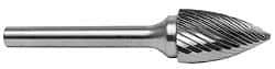 M.A. Ford - 1/8" Cut Diam, 1/8" Shank Diam, Tree Head Single Cut Burr - Carbide, Point End, 1/4" LOC, 1-1/2" OAL - USA Tool & Supply