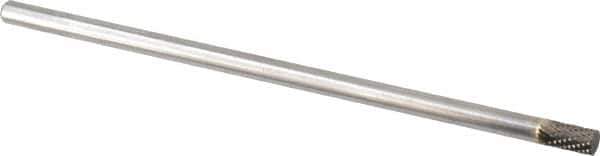 Atrax - 1/4" Cut Diam, 1/4" Shank Diam, Cylinder Head Double Cut Burr - Carbide, Flat End, 1/2" LOC, 6-1/2" OAL - USA Tool & Supply