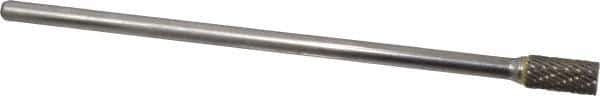 Atrax - 3/8" Cut Diam, 1/4" Shank Diam, Cylinder Head Double Cut Burr - Carbide, Flat End, 3/4" LOC, 6-3/4" OAL - USA Tool & Supply