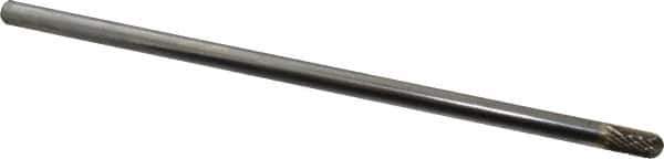 Atrax - 1/4" Cut Diam, 1/4" Shank Diam, Cylinder with Radius Head Double Cut Burr - Carbide, Radius End, 1/2" LOC, 6-1/2" OAL - USA Tool & Supply