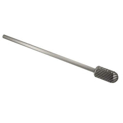 Atrax - 3/8" Cut Diam, 1/4" Shank Diam, Cylinder with Radius Head Double Cut Burr - Carbide, Radius End, 3/4" LOC, 6-3/4" OAL - USA Tool & Supply
