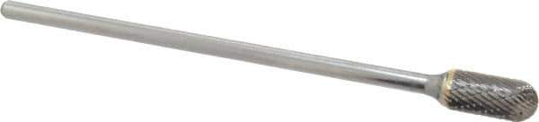 Atrax - 1/2" Cut Diam, 1/4" Shank Diam, Cylinder with Radius Head Double Cut Burr - Carbide, Radius End, 1" LOC, 7" OAL - USA Tool & Supply