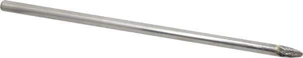 Atrax - 1/4" Cut Diam, 1/4" Shank Diam, Tree with Radius Head Double Cut Burr - Carbide, Radius End, 1/2" LOC, 6-3/4" OAL - USA Tool & Supply