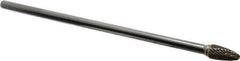 Atrax - 3/8" Cut Diam, 1/4" Shank Diam, Tree with Radius Head Double Cut Burr - Carbide, Radius End, 3/4" LOC, 6-3/4" OAL - USA Tool & Supply