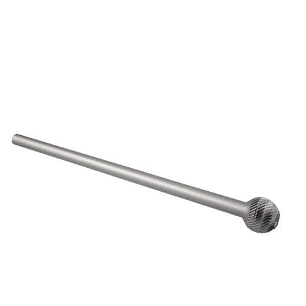 Atrax - 3/8" Cut Diam, 1/4" Shank Diam, Ball Head Double Cut Burr - Carbide, Radius End, 5/16" LOC, 6-5/16" OAL - USA Tool & Supply