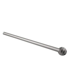 Atrax - 3/8" Cut Diam, 1/4" Shank Diam, Ball Head Double Cut Burr - Carbide, Radius End, 5/16" LOC, 6-5/16" OAL - USA Tool & Supply
