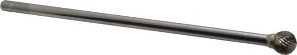 Atrax - 1/2" Cut Diam, 1/4" Shank Diam, Ball Head Double Cut Burr - Carbide, Radius End, 7/16" LOC, 6-7/16" OAL - USA Tool & Supply