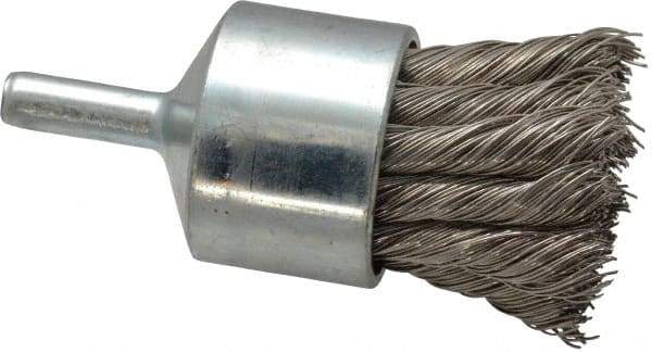 Weiler - 1-1/8" Brush Diam, Knotted, End Brush - 1/4" Diam Shank, 22,000 Max RPM - USA Tool & Supply