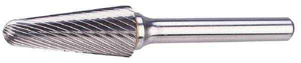 SGS Pro - 5/16" Cut Diam, 1/4" Shank Diam, Taper Head Single Cut Burr - Carbide, Radius End, 7/8" LOC - USA Tool & Supply