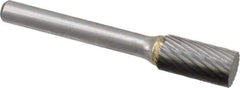 Atrax - 3/8" Cut Diam, 6mm Shank Diam, Cylinder Head Single Cut Burr - Carbide, Flat End, 3/4" LOC, 2-1/2" OAL - USA Tool & Supply