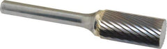 Atrax - 1/2" Cut Diam, 6mm Shank Diam, Cylinder Head Single Cut Burr - Carbide, Flat End, 1" LOC, 2-3/4" OAL - USA Tool & Supply