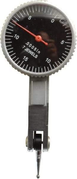 Value Collection - 0.03 Inch Range, 0.0005 Inch Dial Graduation, Horizontal Dial Test Indicator - 1.26 Inch Black Dial, 0-15-0 Dial Reading - USA Tool & Supply