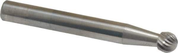 Atrax - 1/4" Cut Diam, 6mm Shank Diam, Ball Head Single Cut Burr - Carbide, Radius End, 1/4" LOC, 2" OAL - USA Tool & Supply