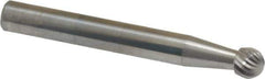 Atrax - 1/4" Cut Diam, 6mm Shank Diam, Ball Head Single Cut Burr - Carbide, Radius End, 1/4" LOC, 2" OAL - USA Tool & Supply
