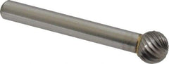 Made in USA - 3/8" Cut Diam, 6mm Shank Diam, Ball Head Single Cut Burr - Carbide, Radius End, 3/8" LOC, 2-1/8" OAL - USA Tool & Supply