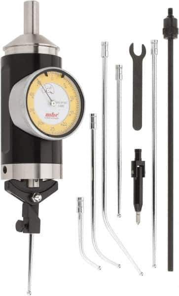 Value Collection - 10 Piece, Yellow Test Indicator Kit - 0.0002" Accuracy, 1/8" Ball Diam, 0.0005" Dial Graduation - USA Tool & Supply