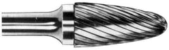M.A. Ford - 3/4" Cut Diam, 1/4" Shank Diam, Tree with Radius Head Double Cut Burr - Carbide, Radius End, 1-1/4" LOC, 3-1/4" OAL - USA Tool & Supply