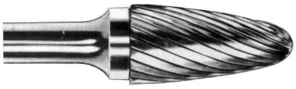 M.A. Ford - 3/4" Cut Diam, 1/4" Shank Diam, Tree with Radius Head Double Cut Burr - Carbide, Radius End, 1-1/2" LOC, 3-1/2" OAL - USA Tool & Supply