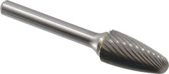 Made in USA - 1/2" Cut Diam, 6mm Shank Diam, Tree with Radius Head Single Cut Burr - Carbide, Radius End, 1" LOC, 2-3/4" OAL - USA Tool & Supply