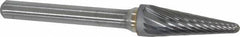 Made in USA - 3/8" Cut Diam, 6mm Shank Diam, Cone Head Single Cut Burr - Carbide, 1-1/16" LOC, 2-13/16" OAL - USA Tool & Supply