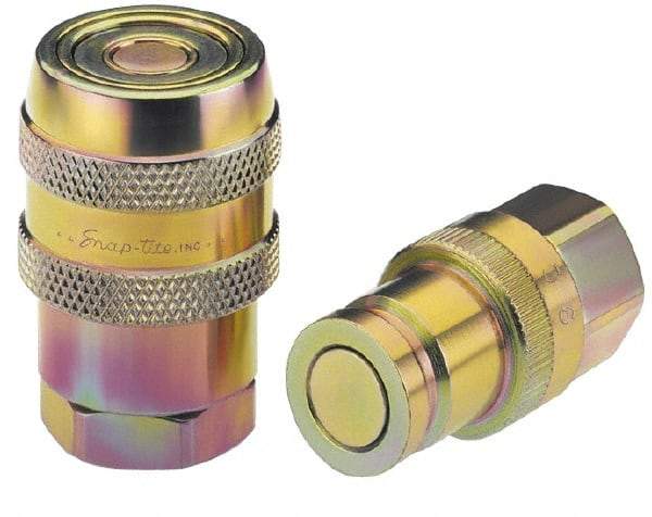 Parker - 1-1/4 Thread Steel Hydraulic Hose Valved Coupler - 7,500 psi, 90 GPM - USA Tool & Supply