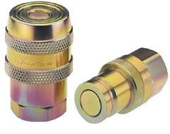 Parker - 1-1/4 Thread Stainless Steel Hydraulic Hose Valved Coupler - 4,000 psi, 90 GPM - USA Tool & Supply