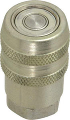 Parker - 1/4 Thread Steel Hydraulic Hose Valved Coupler - 10,000 psi, 6 GPM - USA Tool & Supply