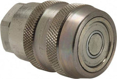 Parker - 3/8 Thread Steel Hydraulic Hose Valved Coupler - 10,000 psi, 12 GPM - USA Tool & Supply