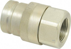 Parker - 1 Thread Steel Hydraulic Hose Valved Coupler - 7,500 psi, 90 GPM - USA Tool & Supply