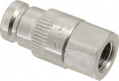 Parker - 1/4 Thread Stainless Steel Hydraulic Hose Valved Coupler - 5,000 psi, 6 GPM - USA Tool & Supply