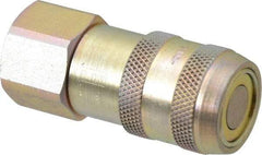 Parker - 1/2 Thread Steel Hydraulic Hose Valved Coupler - 3,000 psi, 20 GPM - USA Tool & Supply