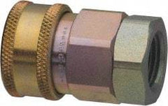 Parker - 1-1/4 Thread Steel Hydraulic Hose Valved Coupler - 1,750 psi, 120 GPM - USA Tool & Supply