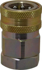 Parker - 3/4 Thread Steel Hydraulic Hose Valved Coupler - 3,500 psi, 52 GPM - USA Tool & Supply