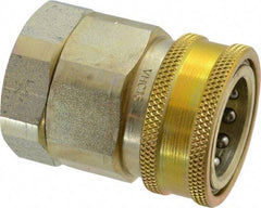 Parker - 1 Thread Steel Hydraulic Hose Valved Coupler - 2,000 psi, 80 GPM - USA Tool & Supply