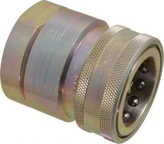 Parker - 1-1/2 Thread Steel Hydraulic Hose Valved Coupler - 1,500 psi, 175 GPM - USA Tool & Supply
