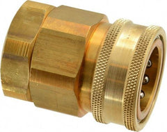 Parker - 1 Thread Brass Hydraulic Hose Valved Coupler - 1,750 psi, 80 GPM - USA Tool & Supply