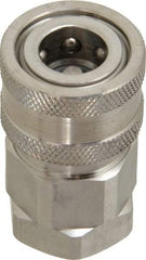 Parker - 1/4 Thread Stainless Steel Hydraulic Hose Valved Coupler - 5,000 psi, 8 GPM - USA Tool & Supply